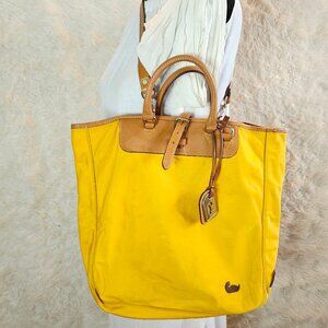 Dooney and Bourke Mustard Yellow Nylon Tote Satchel